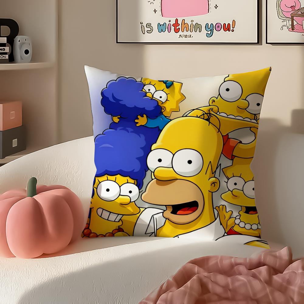 Funny Cartoon TThe Simpsons Cushion Cover Pillowcase Short Plush Invisible Zipper Room Sofa Cushion Cover
