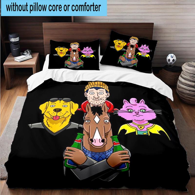 3PCS Pink Cat Man Horse 3pcs Bedding,Including 3PCS Duvet Cover And 2pcs Pillowcases Perfect for Christmas,Ideal for Bedroom, Dormitory