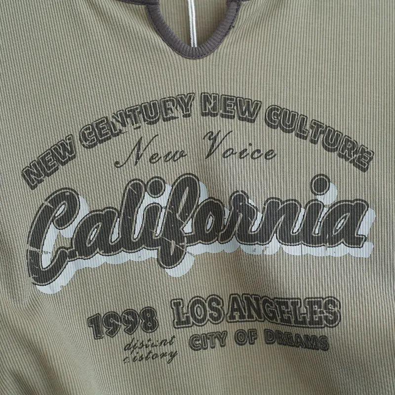 Kordelzug Y2k T Shirt Frauen Brief Crop Top Americal Retro Kurzarm T-stücke Koreanische Grafik Schlank Sommer T-shirts 2000s kleidung