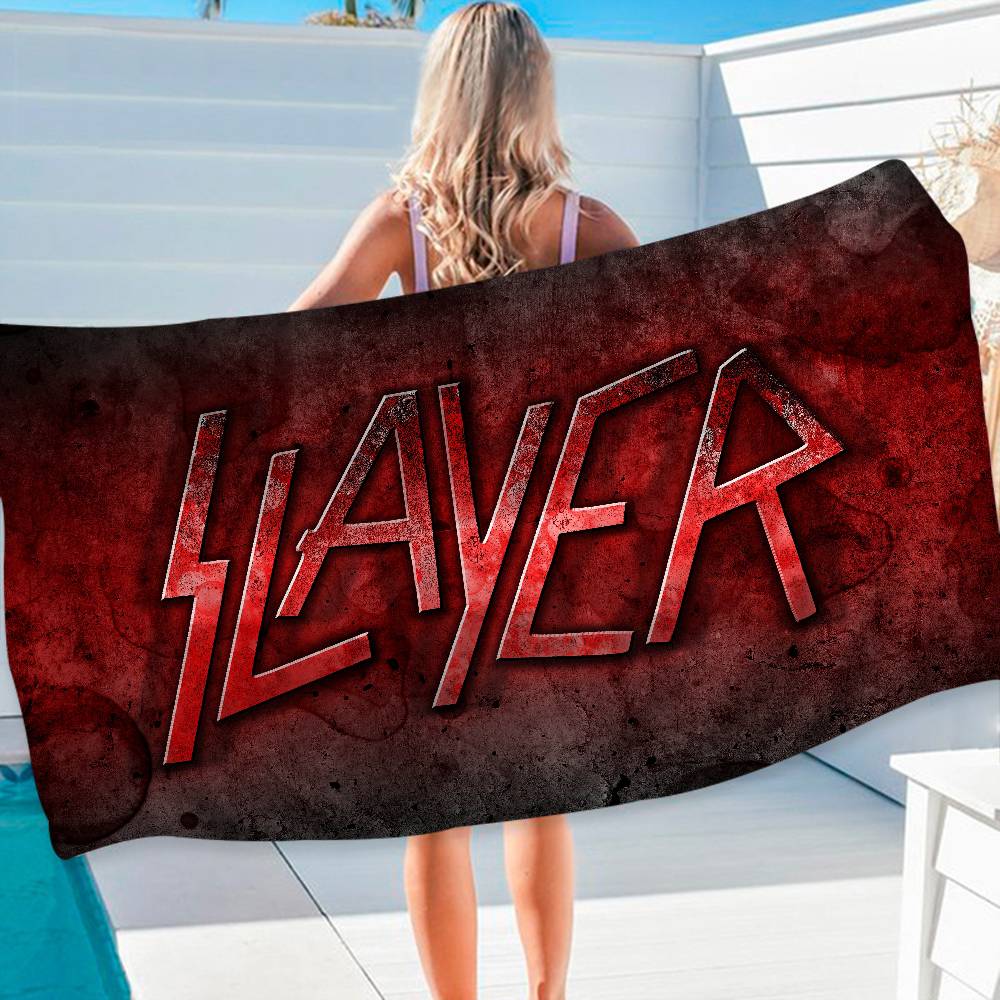Slayer Heavy Metal Band Music Bath Towel Microfiber Soft Water Absorbing Breathable For Girl Kids Decorative Cartoon