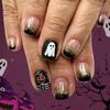Plastic Halloween Press On Nails Glittering Bat Ghosty Design Long Lasting Nail Art Stickers For Parties And Daily Use