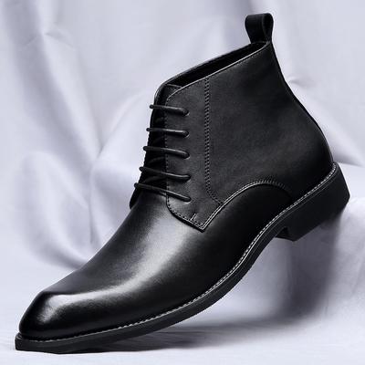 Vintage Style Men Dress Shoes Comfy Men's Leather Casual Boots Suit Business Shoes Lace-Up High Top Male Ankle Boots Basic Boots