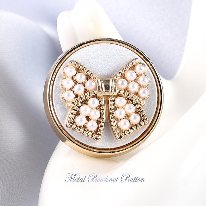 10PCS High-end Metal Coat Buttons Clothing Sweater Trench Coat High-grade Pearl Advanced Feeling Butterfly Knuckle Buttons