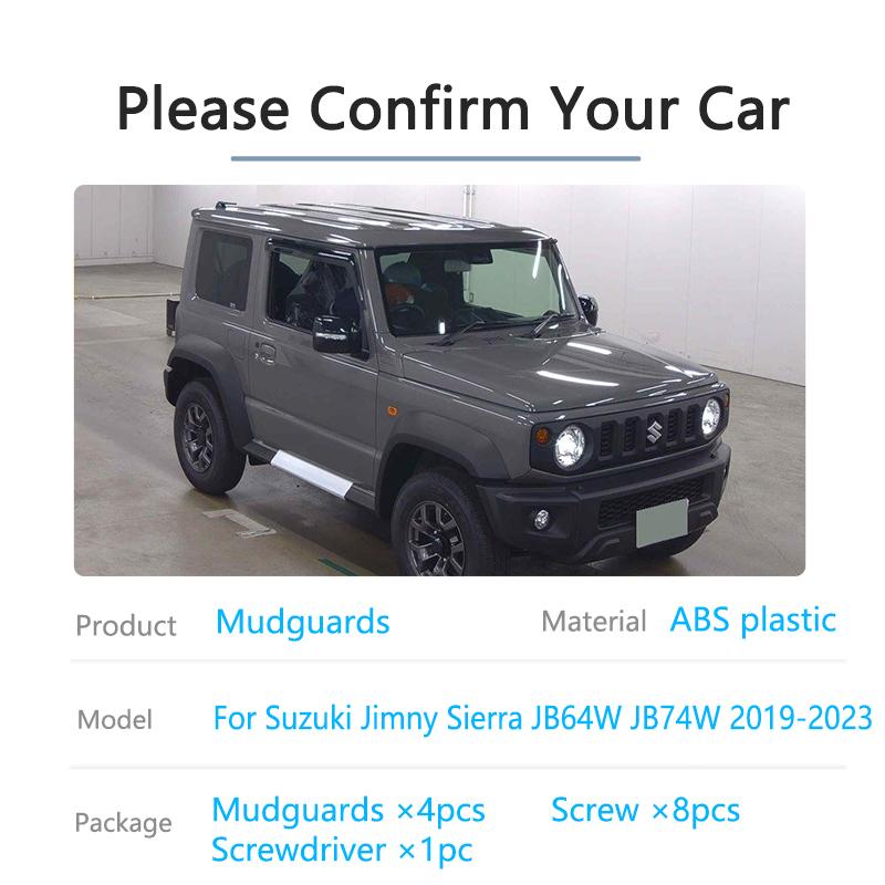 4pcs Fender for Suzuki Jimny Sierra JB64W JB74W ~2023 Front Rear Mudguard Wheel Protector Mudflaps Splash Guards