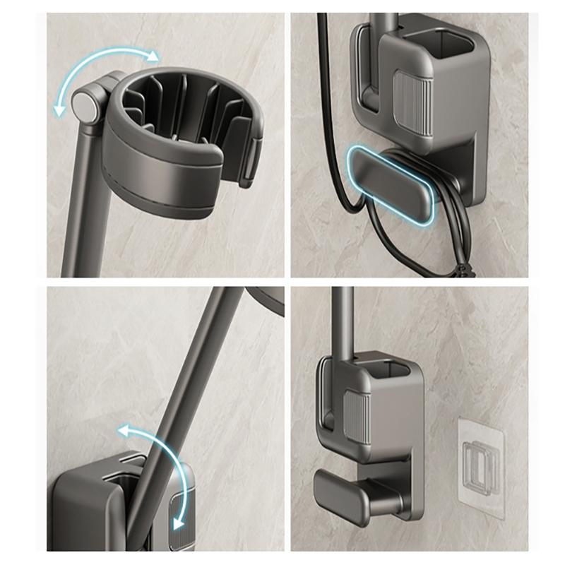 Hair Dryer Holder Non-Drilling Wall-Mounted Hair Dryer Stand For Bathroom Wall Mounted Lazy Storage Stand Rack Shelf