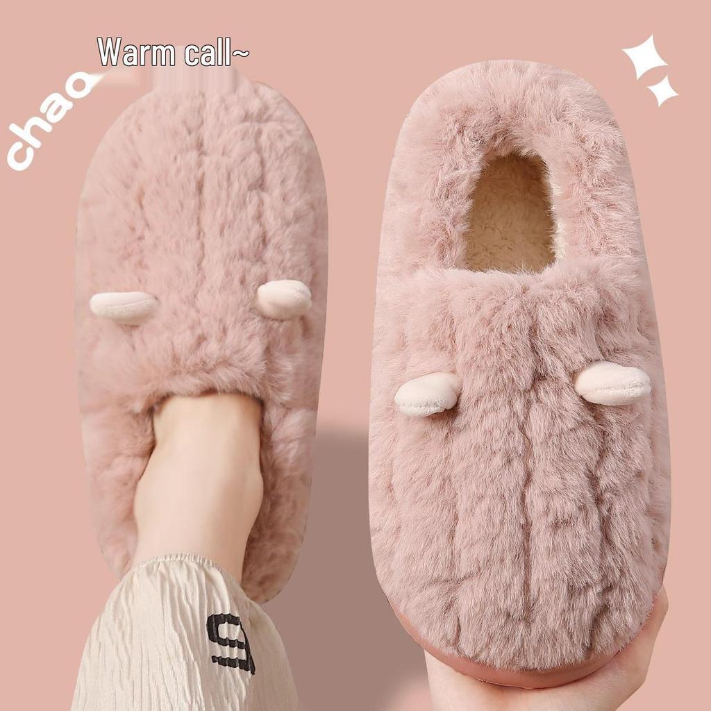 Damskie antypoślizgowe pluszowe bawełniane kapcie - z zakrytym piętem do noszenia wewnątrz/na zewnątrz, ciepłe buty poporodowe na jesień i zimę 2025.