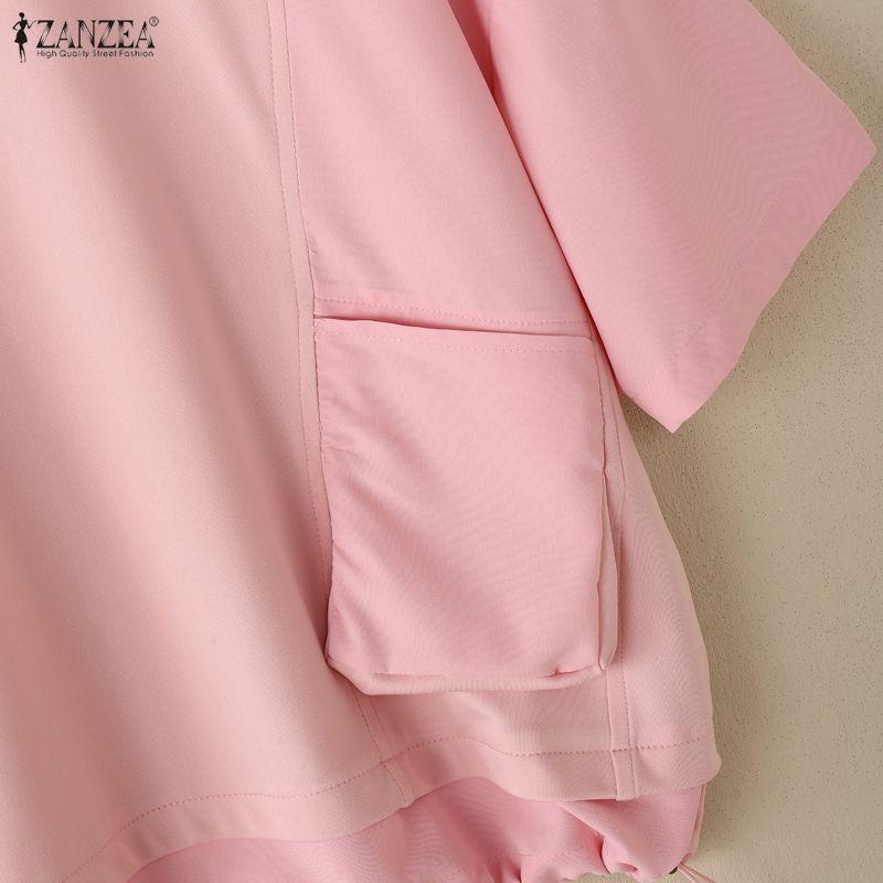 ZANZEA Women Casual Round Neck Summer Short Sleeve Blouse