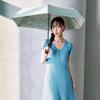 estaa Sun and Rain Heat Sun UV Light Green (Esta) Women's Parasol, Umbrella, Foldable, Plain/Floral Pattern, Shielding, Protection, Cut, 54cm,