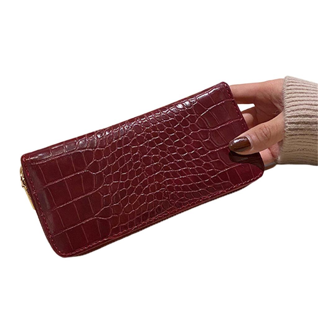 Elegant Women's PU Leather Wallet Multiple Card Slots Zipper Long Wallets Lady Purse Suitable for Everyday Use