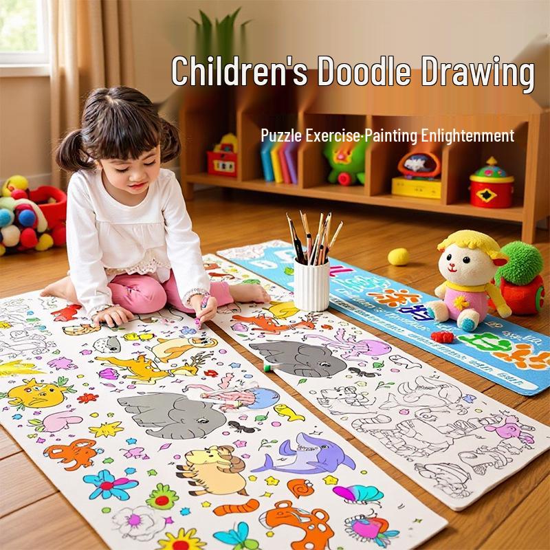 Extra Long Kids' Graffiti Coloring Scroll: Wall-Stickable Canvas for Girls