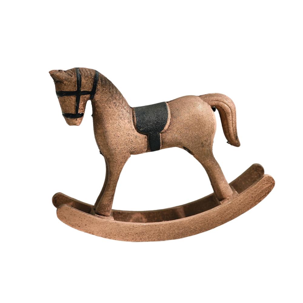 Wooden Craft Wooden Rocking Horse Wooden Horse Animal Figurines Desk Decor  Desktop Bar