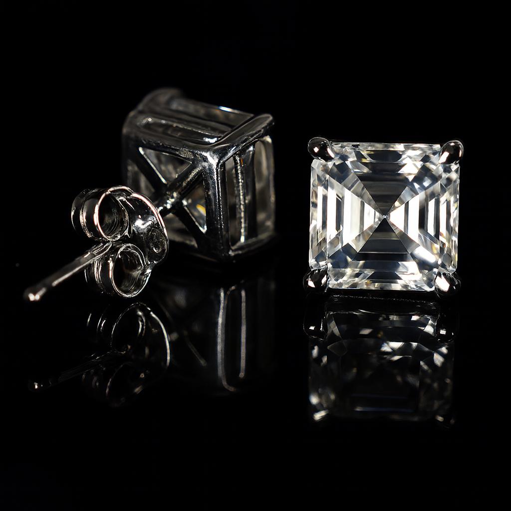 Synthetic Moissanite 15 Ct Square Cut Beautiful White Earring Pair For Gift