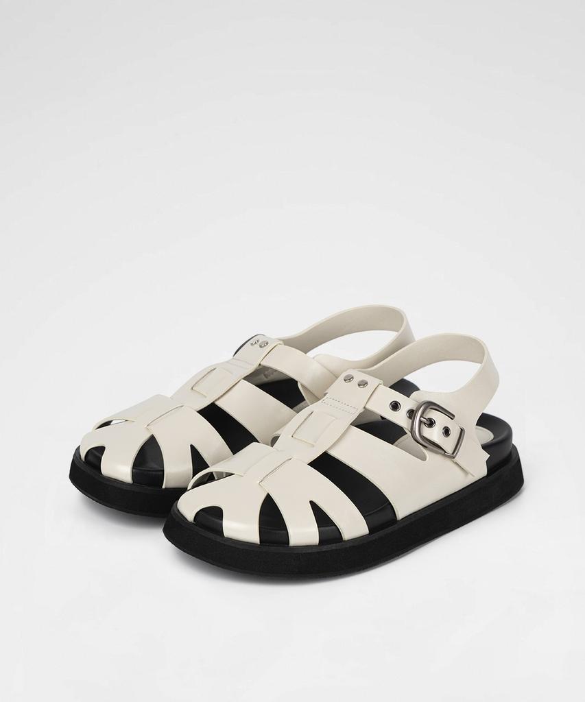 Khiho Rover Buckle Fisherman Sandals Ivory