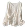 Plus Size Autumn Winter Women Long Sleeve Loose Solid Color Sweater Hollow Out Oversized Pullover Casual Knitted Tops