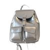 Leisure college style backpack women's 2025 new trendy fashion Korean version silver backpack simple portable travel bag