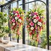 Indoor Garden Landscaping Decor Artificial Hanging Flowers Basket, Fake Morning Star Floral Vine Garland, Natural Charm Window Display Faux Plant for