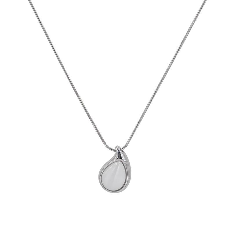 Maillard Style Personality Elegant Niche Jewelry Water Drop Shape Water Drop Shape Design Pendant Titanium Steel Necklace