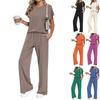 Women Short Sleeve Top and Long Pants Loungewear Set Two Piece Outfit Soft Fabric Relaxed Fit Casual