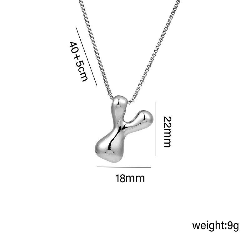 Charming Chubby Brass Polished 26-Letter Silver Pendant Necklace for Women