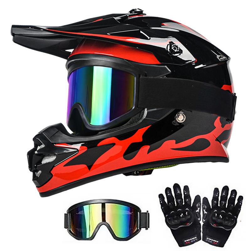Dot Certified Children's Motorcycle Helmets Suitable for Off-Road Street Riding Mountain Bikes Helmet with Goggles and Gloves