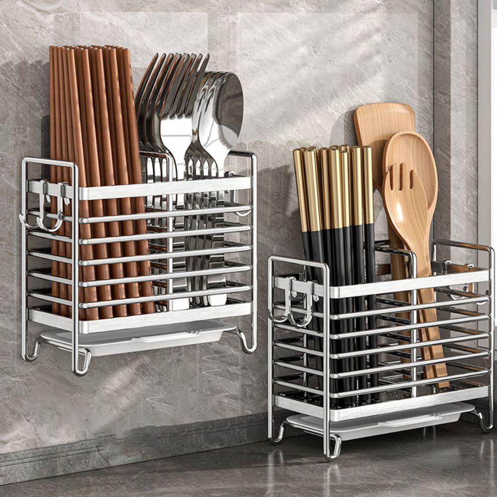 Drain Tray Stainless Steel Chopstick Draining Rack Rust Proof Cutlery Holder Fork