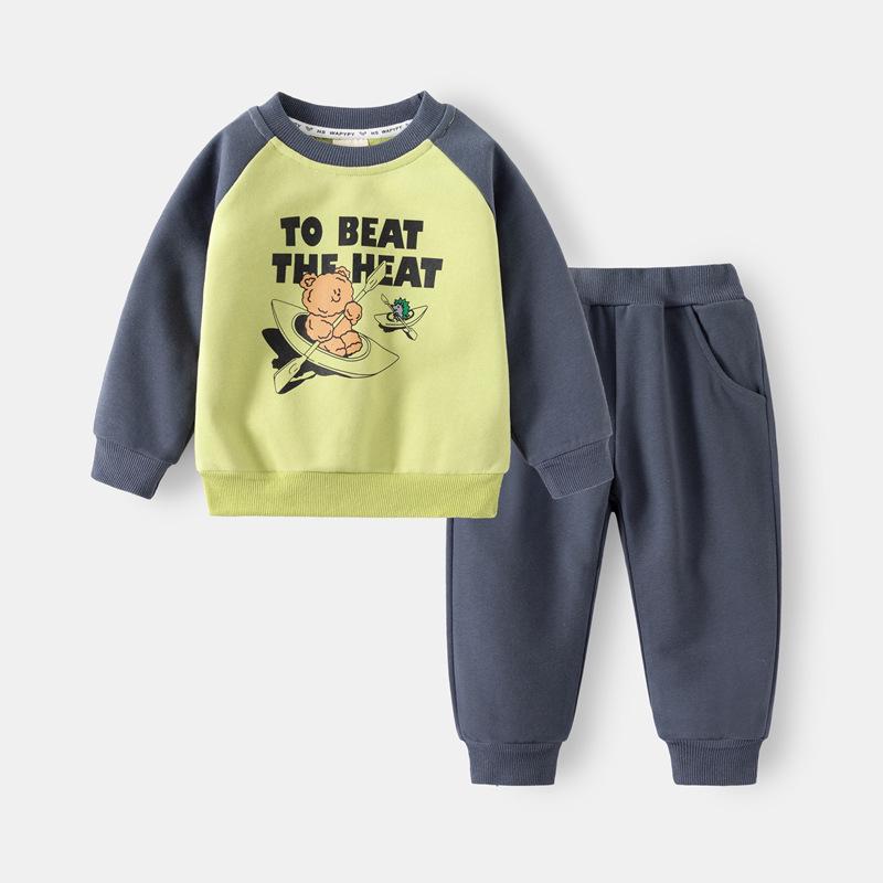 WAPYPY 2025 Boys' Cartoon Sweatshirt and Sweatpants Set - 2-Piece Kids' Outfit