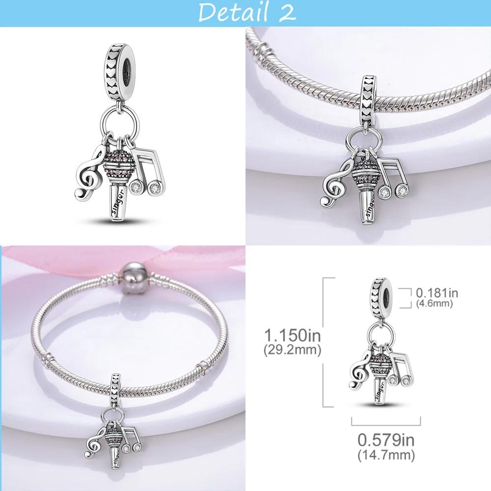 copper Plated Oiginal Design Color Music Guitar Microphone Dangle Charm Compatible With Bangle Bracelets Bead Women Do It Yourself Jewellery Making