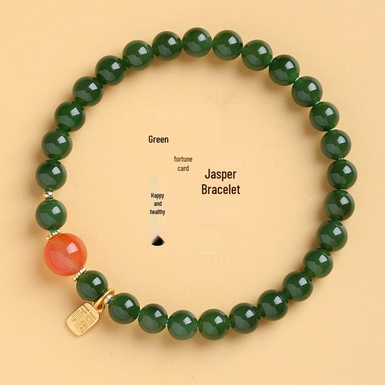 

Green Jade-Inspired Luxury Beaded Bracelet: Fortune & Elegance for Ladies
