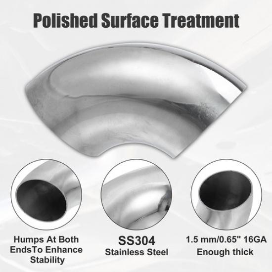 Universal OD 2.5" 90 Degree Car Mandrel Bend Elbow Bend Exhaust Tube Pack of 2
