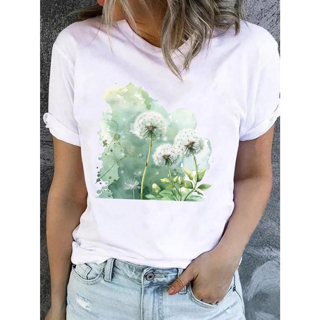 Liebliches Trend-Style-Tee für Damen Mode-Top Basic Kurzarm Print T-Shirt Kleidung Kleidung O-Ausschnitt Grafik-T-Shirts