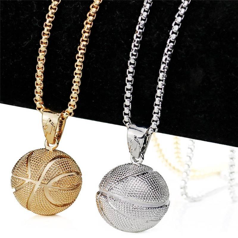Fashion Design 3d Basketball Pendant Necklace Men Paired Decorative Jewelry Gift
