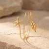 Vacation Style Gold Color Starfish Arm Cuff for Women Gold Color Scallop Upper Arm Adjustable Bracelet Bangle Beach Body Jewelry