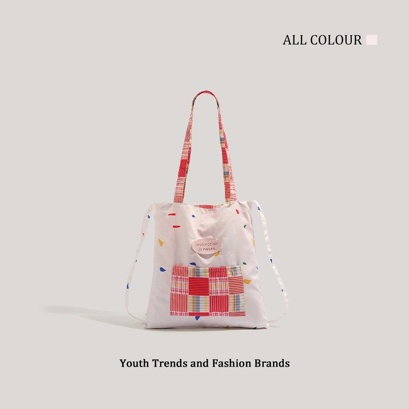 Korean Style Large Capacity Canvas Tote Bag For Students Casual Commute Single Shoulder Handbag