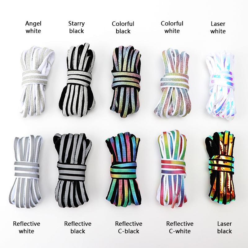 New Semicircle Reflective Shoelaces Luminous Laser Sneakers Shoelace Laser Sequin Shoe Laces Fluorescent Laces Shoes Shoestrings