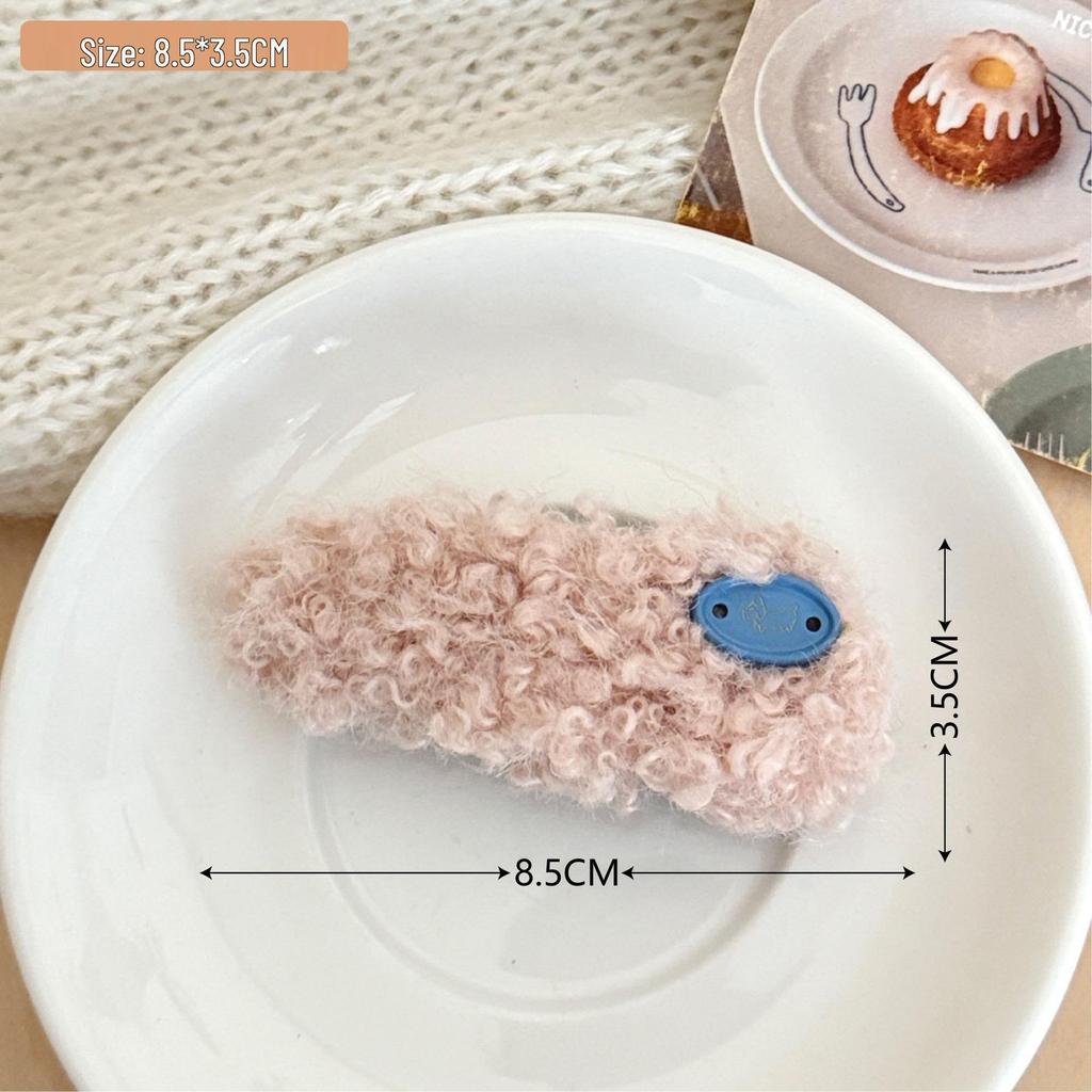 Herbst-Winter Bunte Plüsch-Knopf-Haarspangen: Hochwertige Pony- und Seitenhaarspangen