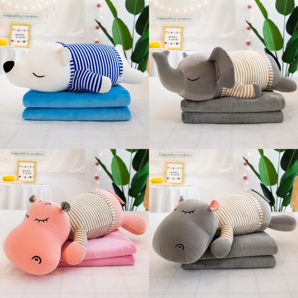 Plush Pig Animal Pillow Blanket With Short Plush Cover For Kids Gift
