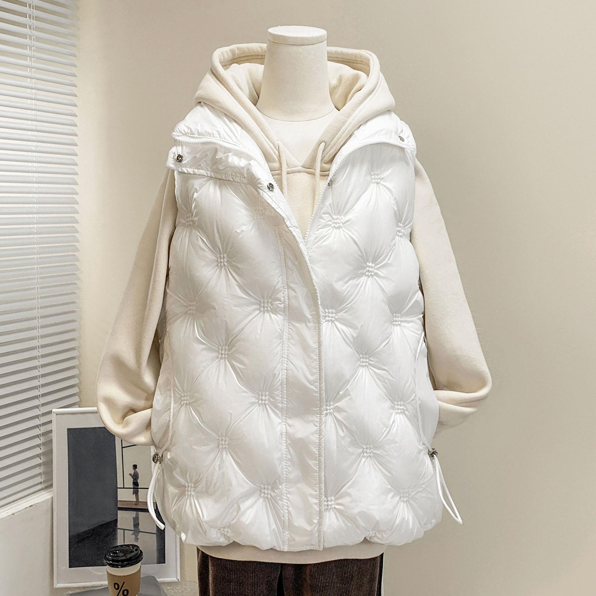 

Осенне-зимняя женская куртка без рукавов, пуховый жилет, пуховик из утиного пуха, ультралегкая ветрозащитная верхняя одежда, женский жилет XXXL белый