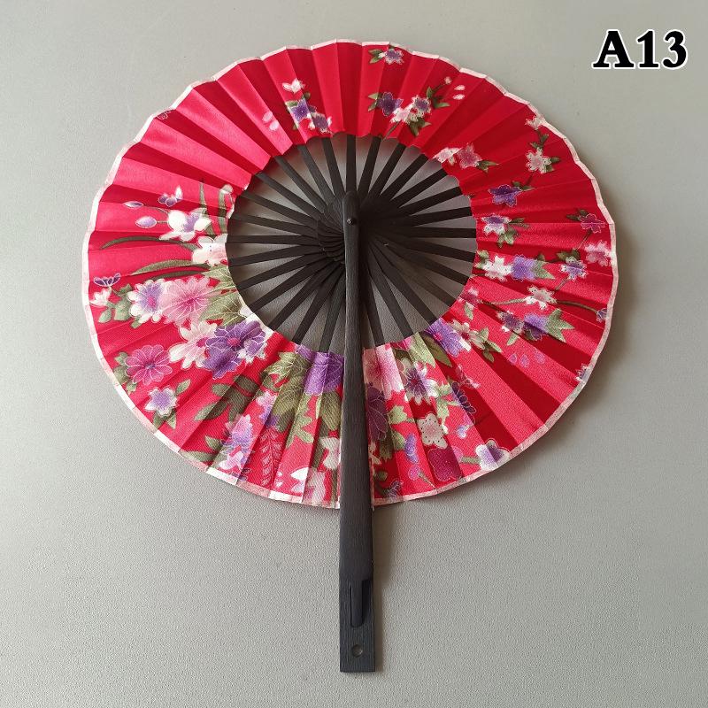 Runder Bambus-Handfächer Chinesischer Stil Blumenmuster Tragbarer Faltfächer Mit Quaste Hochzeitstanz Handgehaltene Fächer Party-Dekoration Geschenk
