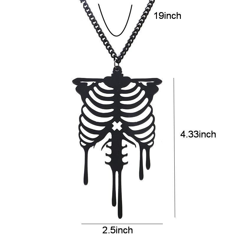 Women Fashion Pendant Necklace Sweater Chain Trendy Jewelry Skeleton Statement Necklace