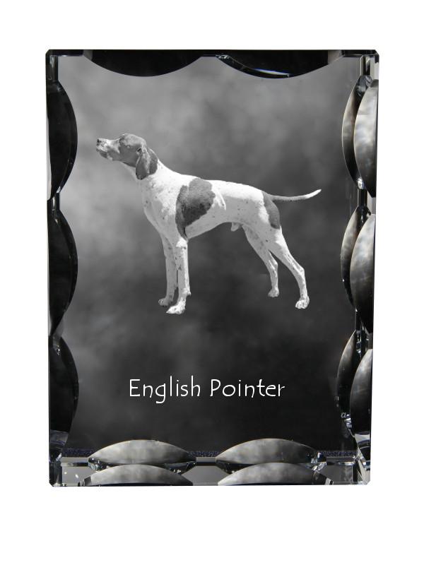 English Pointer - crystal with a picture of a dog, glass statuette with a picture, unique frame with a picture from Art-Dog brand trasparente