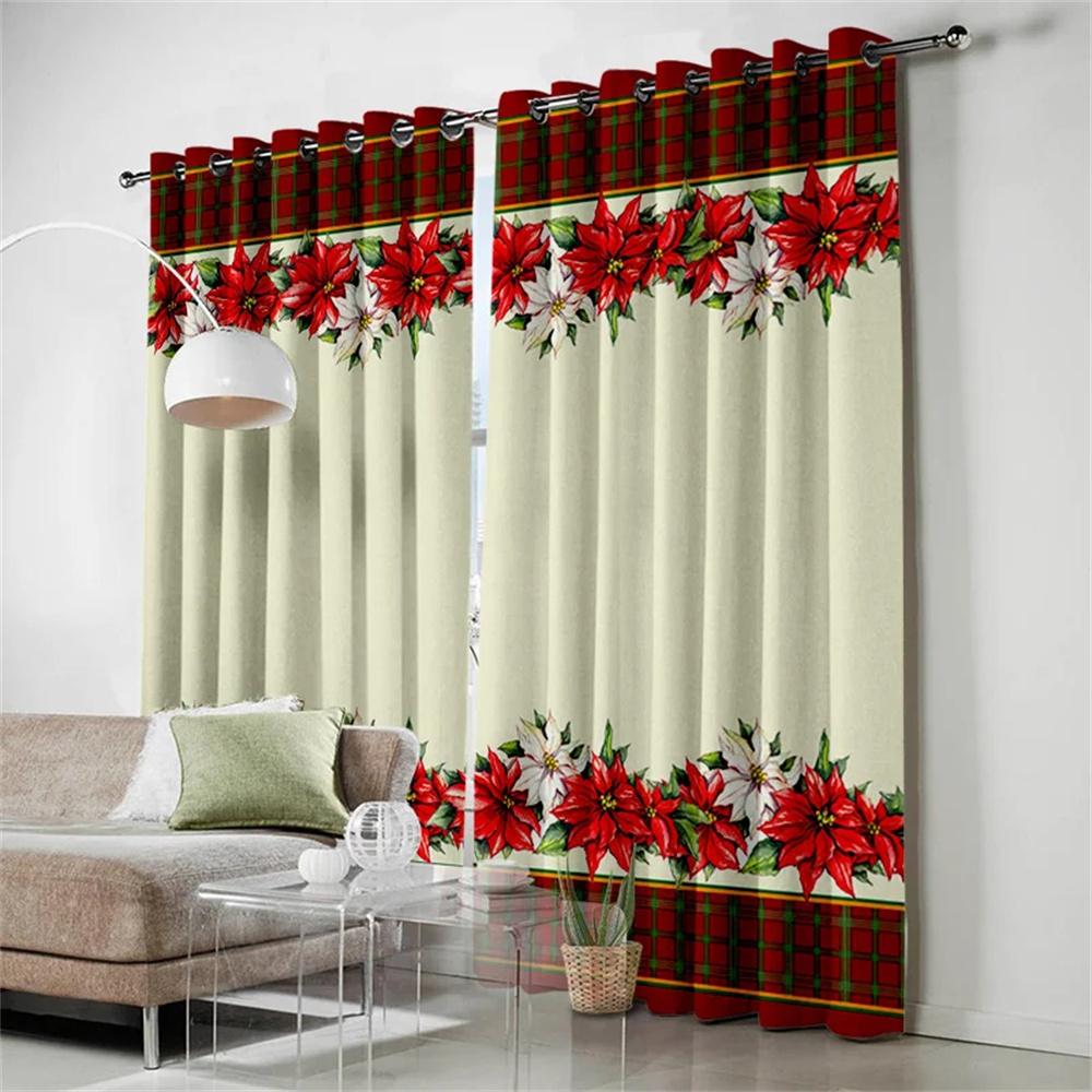 

Cartoon Merry Christmas Snowman Tree White Curtains Perfect for Living Room Kids Bed Room Bathroom Kicthen Door Home Decoration W65X60H(cm)X2Pcs&Grommet Top