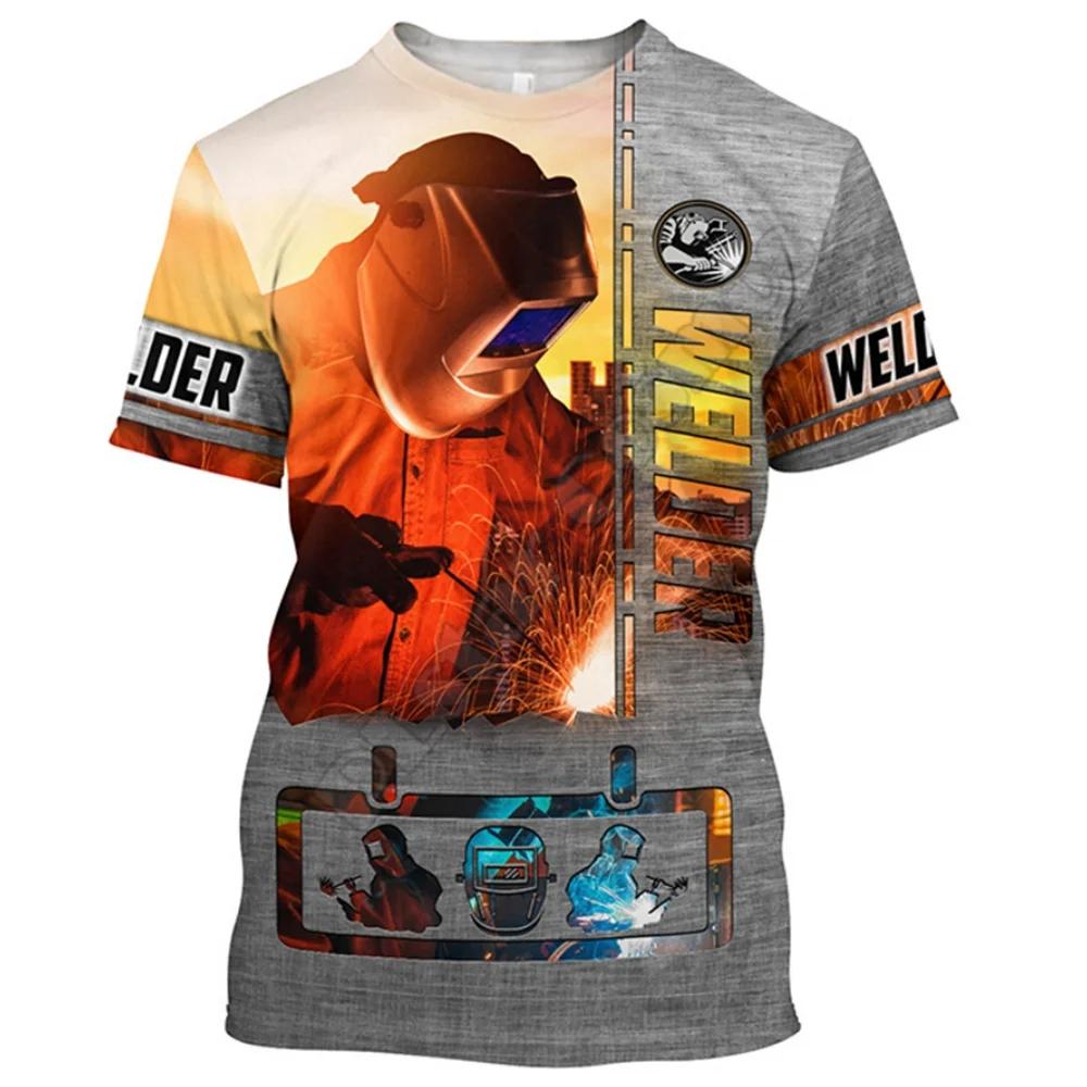 3D Digital Welding Printed Men's T-shirt Popular Plus Size Harajuku Popular Short Sleeved Trendy Personalized O-neck Top