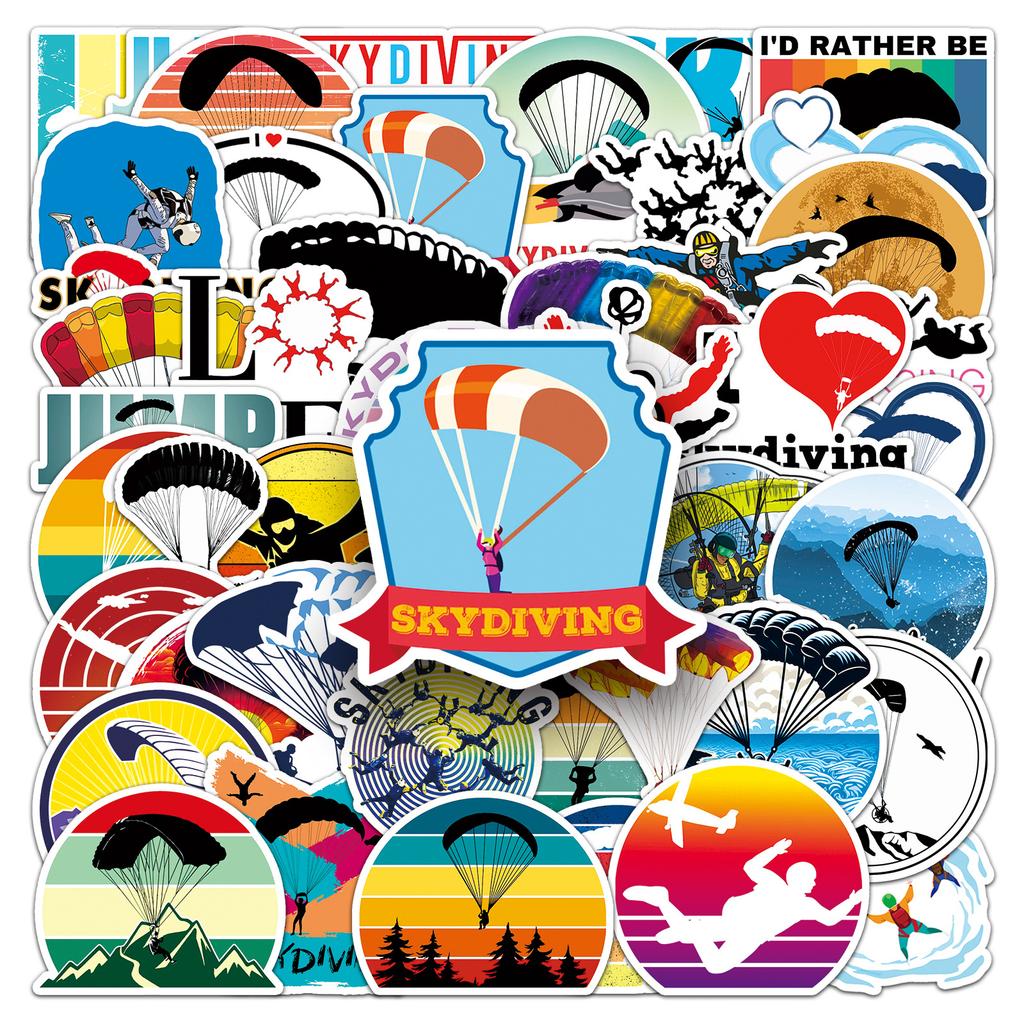 50 Skydiving Graffiti Stickers Personalized Creative Extreme Sports Decoration Mobile Phone Case Suitcase Water Cup Stickers