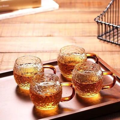 Japanese Style Heat Resistant 6pcs Package High Temperature and Explosion-proof Hammered Glass Tea Cup Borosilicate Cups Kitchen