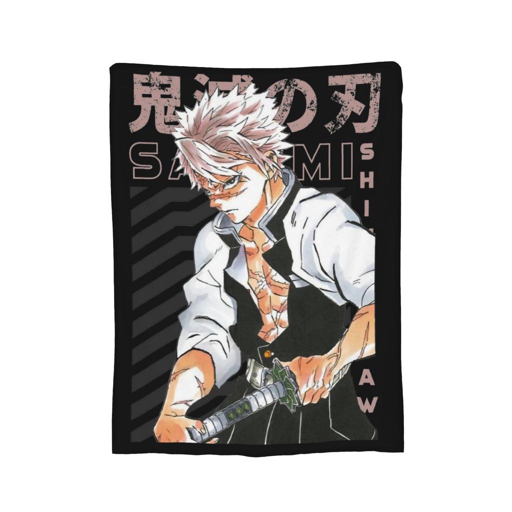Sanemi Shinazugawa Dämonentöter Decke Samt Winter Atmungsaktive Leichte Überwurfdecke für Sofa Büro Teppich Stück