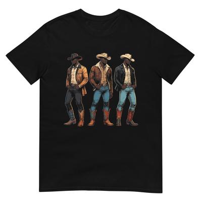 T-shirt Nera Cowboy Western Rodeo Melanina Storia Nera Texas Uomo