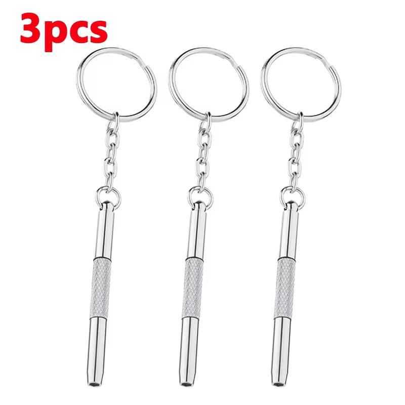 Steel Glasses Screwdriver Eyeglass Screwdriver Watch Repair Kit with Keychain Portable Hand Tools Precision Screwdriver Tools 3pcs серебряный