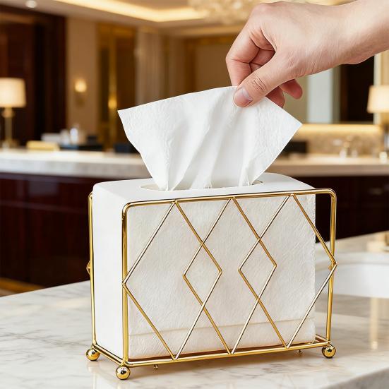 Metal Napkin Holder Tabletop Modern Napkin Dispenser Paper Napkin Holder Golden Upright Napkin Holder for Kitchen Countertops Dining Table Decor