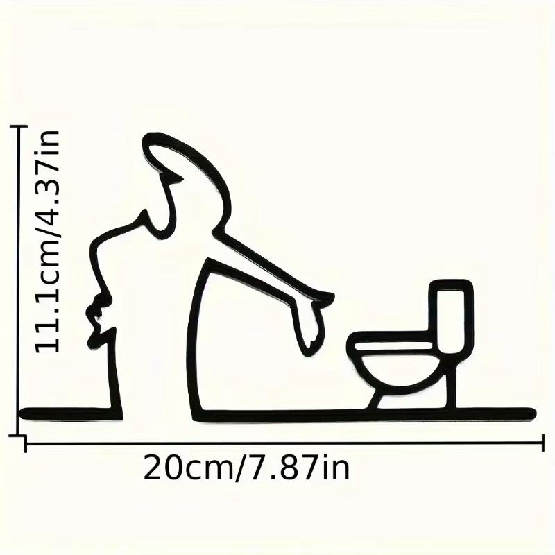 Toilet Signs 2D Flat Metal Bathroom Sign La Linea Minimalist Line Art Car Sticker Self Adhesive WC Toilet Iron Art Corner Decor