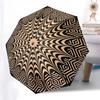 1pc Automatic Open/Close Umbrella with Geometric Black & Golden Pattern - Compact Folding Umbrella, Windproof 8-Rib Frame, Por